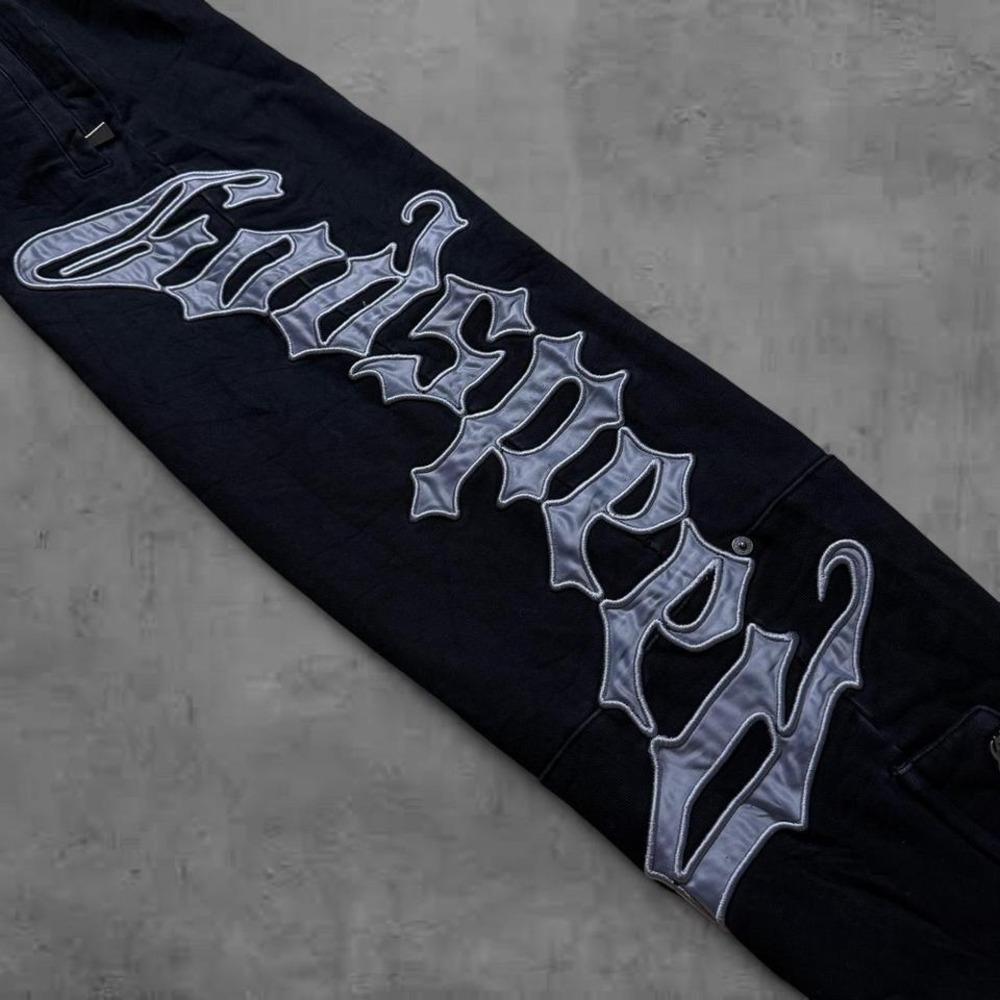 Y2K Vintage Baggy Godspeed Athleisure Black Gothic Logo Sweatpants - Picture 3 of 6